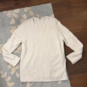 Vince Ivory Textured Long Sleeve Sweater
